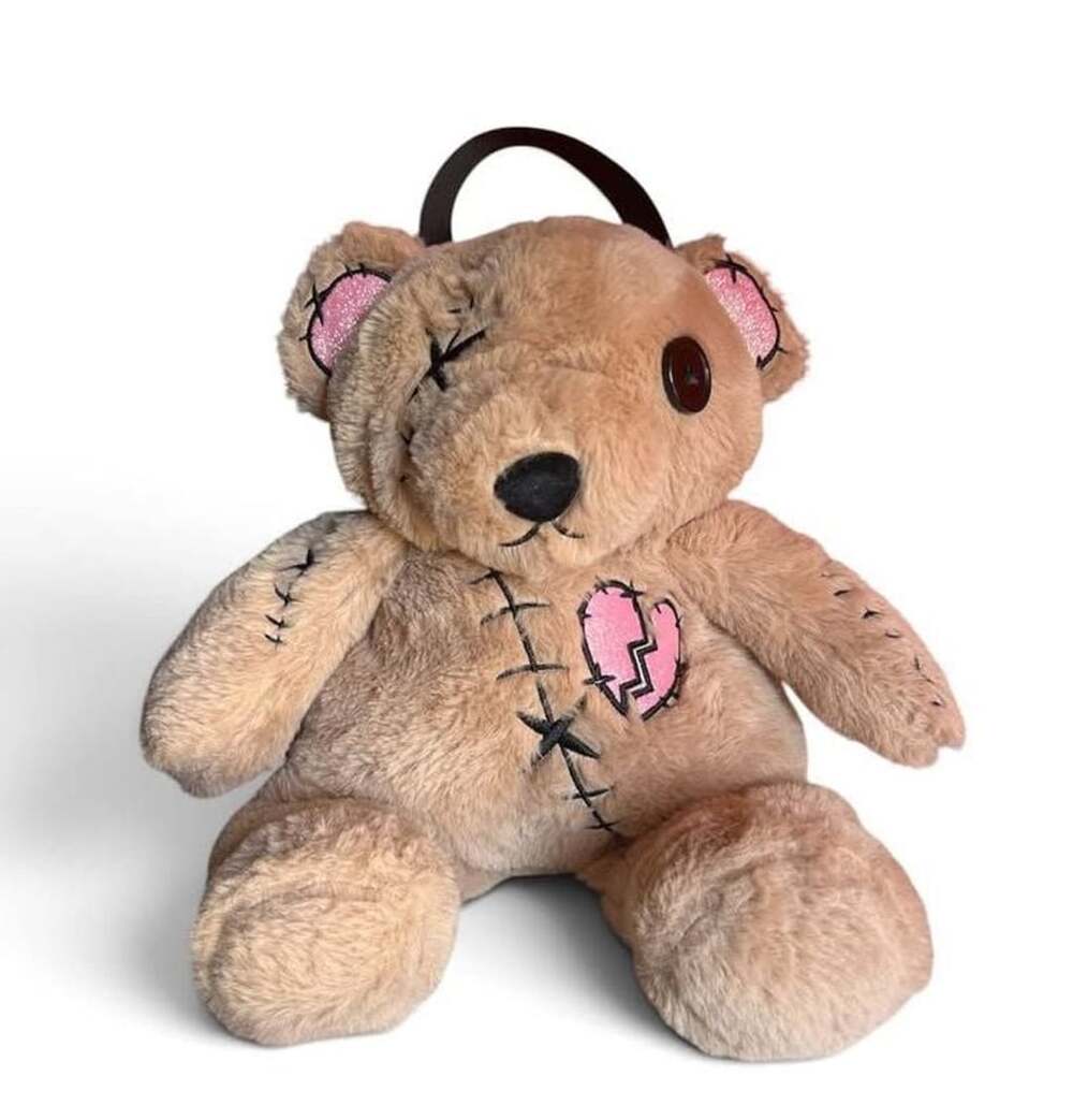 Broken Hearted Zombie Stitched Teddy Bear Backpack